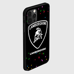 Чехол для iPhone 12 Pro Lamborghini конфети, цвет: 3D-черный — фото 2