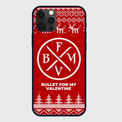 Чехол для iPhone 12 Pro Новогодний Bullet For My Valentine с оленями, цвет: 3D-черный