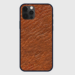 Чехол для iPhone 12 Pro Текстура кожи миндального цвета, цвет: 3D-черный