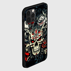 Чехол для iPhone 12 Pro Маска Хання на черепе самурая на фоне духов, цвет: 3D-черный — фото 2