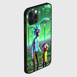 Чехол для iPhone 12 Pro Рик и Морти в фантастическом неоновом грибном лесу, цвет: 3D-черный — фото 2