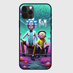 Чехол для iPhone 12 Pro Рик и Морту на сказочной грибной планете - нейроар, цвет: 3D-черный