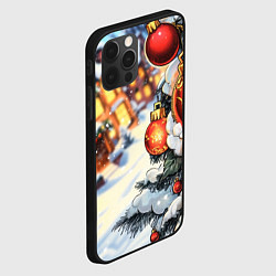 Чехол для iPhone 12 Pro Розы и новогодний шар, цвет: 3D-черный — фото 2