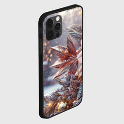 Чехол для iPhone 12 Pro Новогодняя роза и золотые шары, цвет: 3D-черный — фото 2