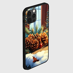 Чехол для iPhone 12 Pro Новогодние шишки, цвет: 3D-черный — фото 2