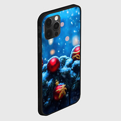 Чехол для iPhone 12 Pro Новогодняя ночь и красные шары, цвет: 3D-черный — фото 2