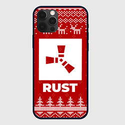 Чехол для iPhone 12 Pro Новогодний Rust с оленями, цвет: 3D-черный