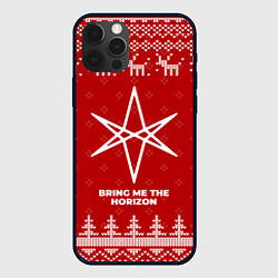 Чехол для iPhone 12 Pro Новогодний Bring Me the Horizon с оленями, цвет: 3D-черный