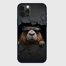 Чехол для iPhone 12 Pro Капибара в стене, цвет: 3D-черный