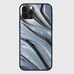 Чехол для iPhone 12 Pro Полированный металл серебряный, цвет: 3D-черный
