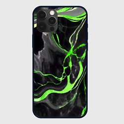 Чехол для iPhone 12 Pro Зелёно-чёрный мрамор, цвет: 3D-черный