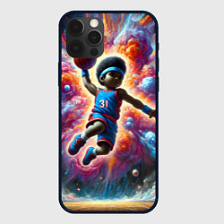 Чехол для iPhone 12 Pro Бейсболист и космос, цвет: 3D-черный