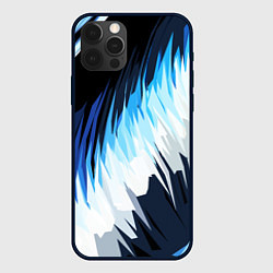 Чехол для iPhone 12 Pro Бело-синие острые полосы, цвет: 3D-черный