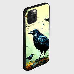 Чехол для iPhone 12 Pro Черный ворон в осеннем лесу, цвет: 3D-черный — фото 2