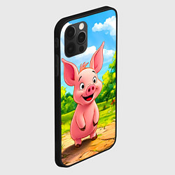 Чехол для iPhone 12 Pro Веселая свинка, цвет: 3D-черный — фото 2