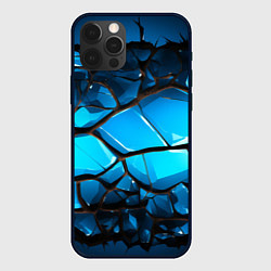Чехол для iPhone 12 Pro Синяя текстура объемных плит, цвет: 3D-черный