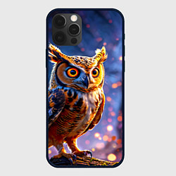 Чехол для iPhone 12 Pro Золотистая сова, цвет: 3D-черный