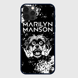 Чехол для iPhone 12 Pro Marilyn Manson рок пес, цвет: 3D-черный