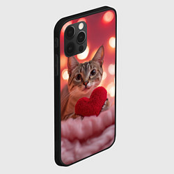 Чехол для iPhone 12 Pro Котик с сердечком, цвет: 3D-черный — фото 2