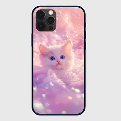 Чехол для iPhone 12 Pro Котенок в пузырях, цвет: 3D-черный