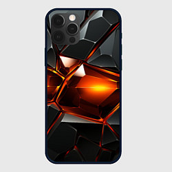 Чехол для iPhone 12 Pro Красные стекла и черные камни - текстура, цвет: 3D-черный