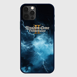 Чехол для iPhone 12 Pro Kingdom Come Deliverance 2 синие молнии, цвет: 3D-черный
