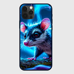 Чехол для iPhone 12 Pro Опоссум в синей туманности, цвет: 3D-черный