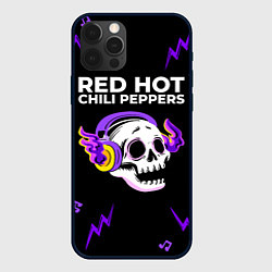 Чехол для iPhone 12 Pro Red Hot Chili Peppers неоновый череп, цвет: 3D-черный