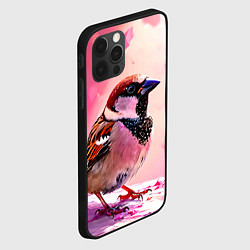 Чехол для iPhone 12 Pro Воробей в розовом, цвет: 3D-черный — фото 2