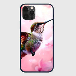 Чехол для iPhone 12 Pro Колибри на розовом, цвет: 3D-черный