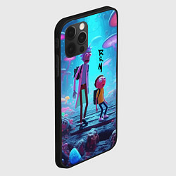 Чехол для iPhone 12 Pro Рик и Морти на планете неоновых грибов - нейроарт, цвет: 3D-черный — фото 2