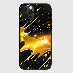 Чехол для iPhone 12 Pro Оранжевая краска на черном, цвет: 3D-черный