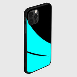 Чехол для iPhone 12 Pro Чёрный и неоновый голубой двуцветный с полосой, цвет: 3D-черный — фото 2