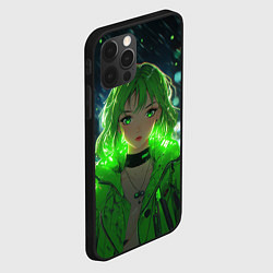 Чехол для iPhone 12 Pro Аниме девушка с зелеными волосами, цвет: 3D-черный — фото 2