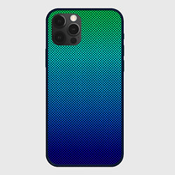 Чехол для iPhone 12 Pro Сине-зелёный градиент в чёрный горошек, цвет: 3D-черный