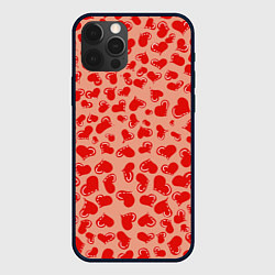 Чехол для iPhone 12 Pro Сердца любви, цвет: 3D-черный