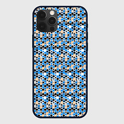Чехол для iPhone 12 Pro Киберпанк шестиугольники синие, цвет: 3D-черный