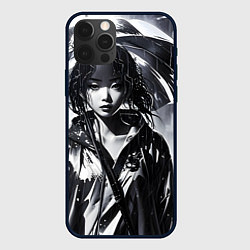 Чехол для iPhone 12 Pro Девушка под зонтом, цвет: 3D-черный