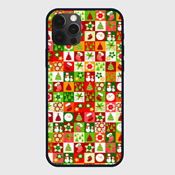 Чехол для iPhone 12 Pro Новогодние снеговики и снежные бабы, цвет: 3D-черный