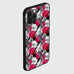 Чехол для iPhone 12 Pro Розы красные и черно-белые, цвет: 3D-черный — фото 2