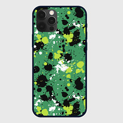 Чехол для iPhone 12 Pro Кляксы на зелёном, цвет: 3D-черный