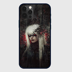 Чехол для iPhone 12 Pro Беловолосая девушка-киборг, цвет: 3D-черный