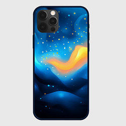 Чехол для iPhone 12 Pro Синяя волнистая абстракция текстура, цвет: 3D-черный