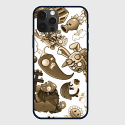 Чехол для iPhone 12 Pro Растения против зомби в бежевых тонах, цвет: 3D-черный