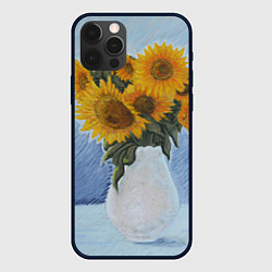 Чехол для iPhone 12 Pro Подсолнухи в вазе, цвет: 3D-черный