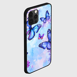 Чехол для iPhone 12 Pro Бабочки и сирень - нежная голубая живопись, цвет: 3D-черный — фото 2