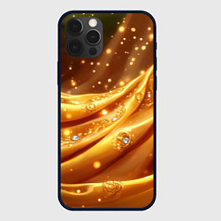 Чехол для iPhone 12 Pro Золотая ткань с блестками, цвет: 3D-черный