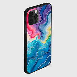 Чехол для iPhone 12 Pro Абстрактные волны в мраморном стиле, цвет: 3D-черный — фото 2