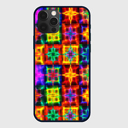 Чехол для iPhone 12 Pro Неоновое стекло абстракция, цвет: 3D-черный