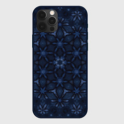 Чехол для iPhone 12 Pro Синий блеск-абстрактный узор, цвет: 3D-черный